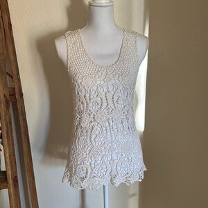 Design Works Floral Crochet Tank Top